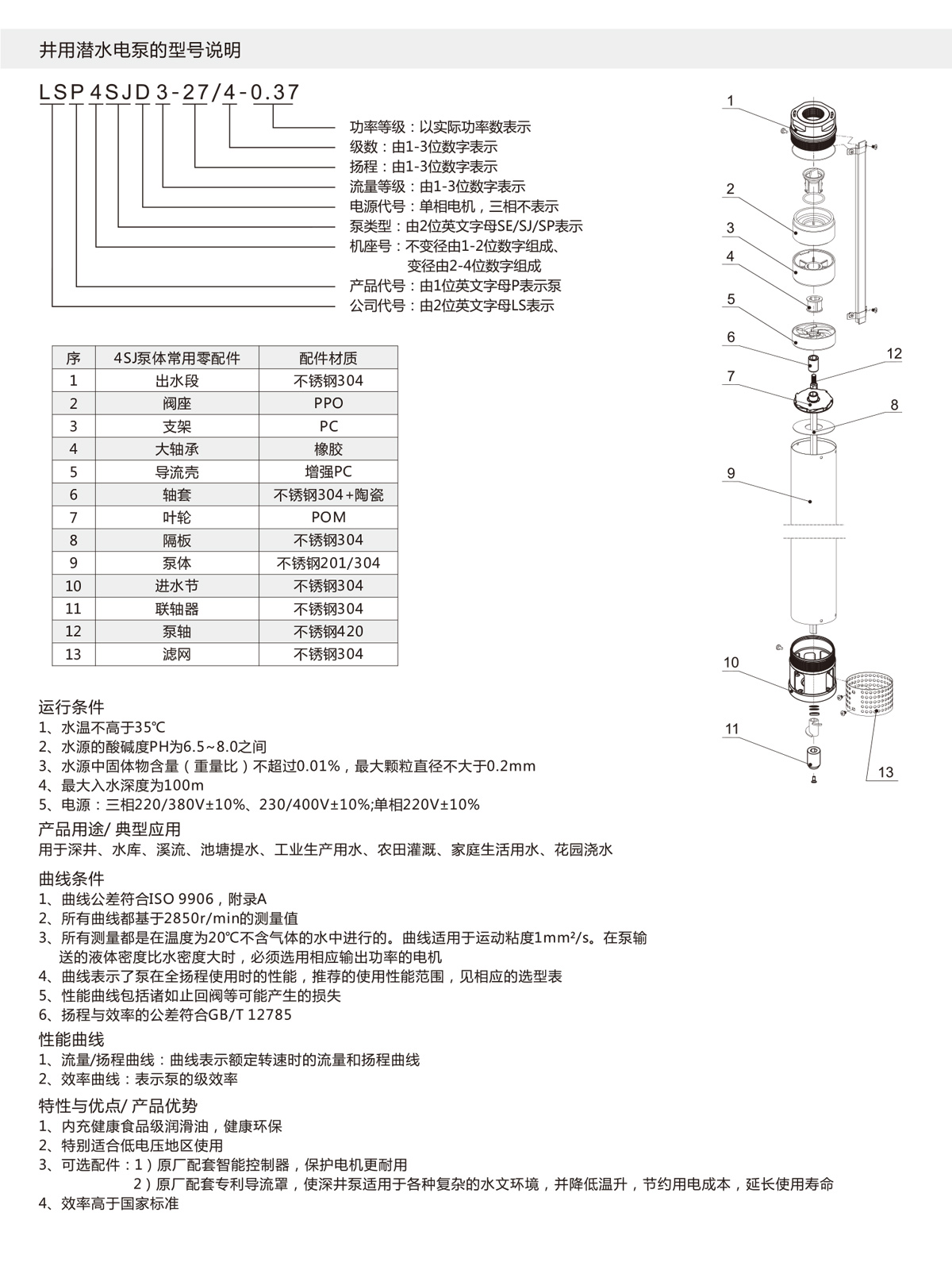 4SJ系列深井潜水泵 4SJ系列深井潜水泵