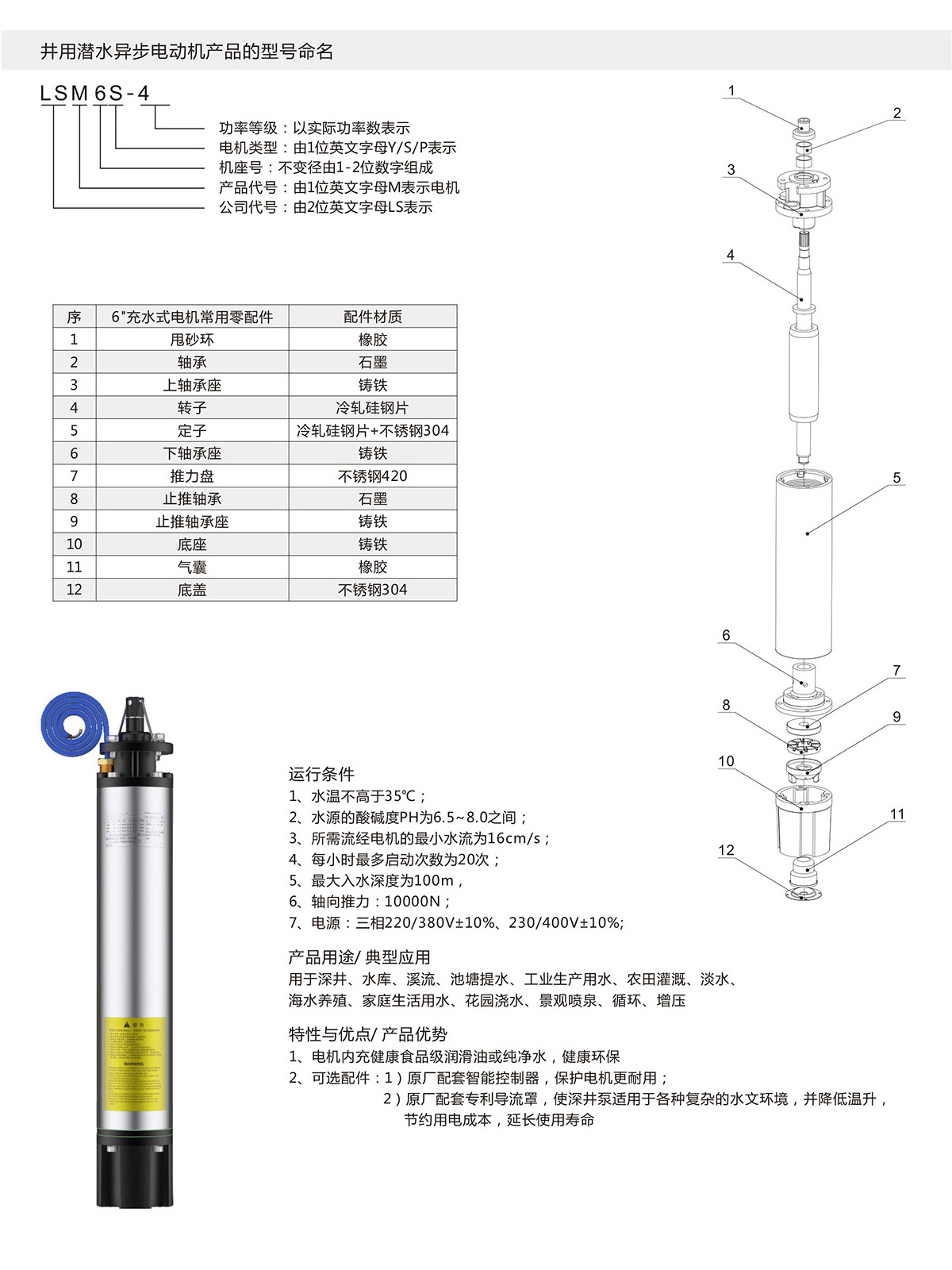 6寸充水式潜水电机 6寸充水式潜水电机(图1)