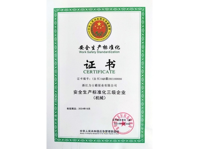 安全生产标准化三级企业（机械）